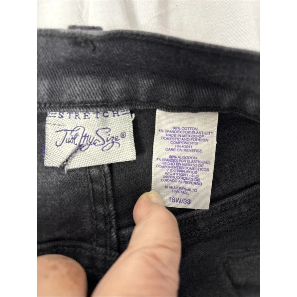 Just My Size Straight Leg Jeans Women Sz 18W/33 (Measured 30x28) Black Stretch